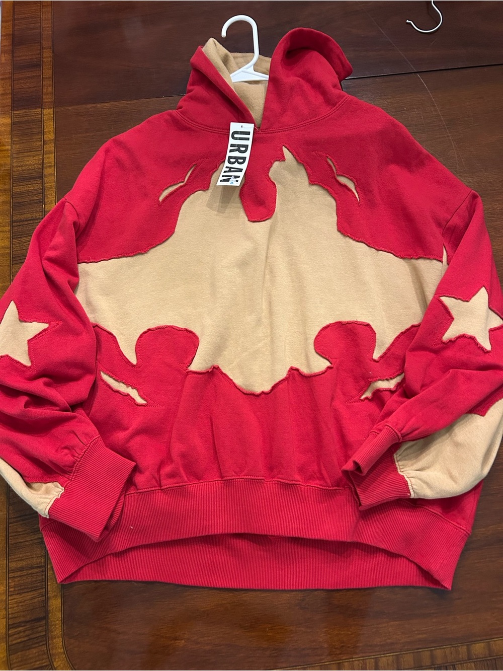 BDG Red Hoodie with Tan Lined Hood